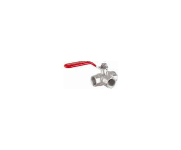 BRASS 3 WAY BALL VALVES - T PORT - FEMALE THREAD - FULL BORE , SS HANDLE